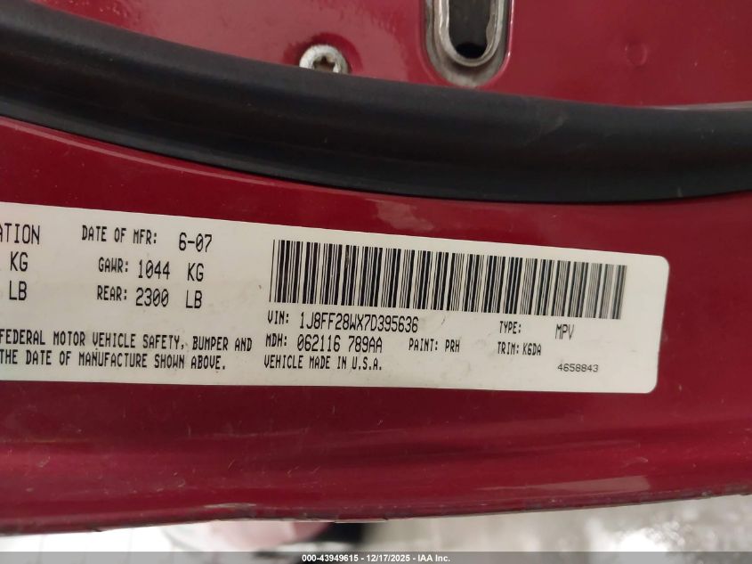 2007 Jeep Patriot Sport VIN: 1J8FF28WX7D395636 Lot: 43949615