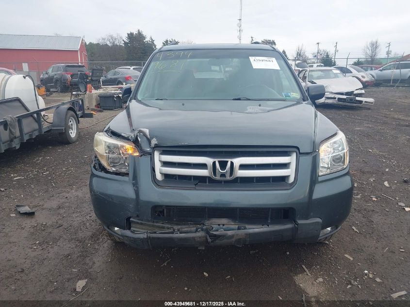 2006 Honda Pilot Ex VIN: 5FNYF28466B039786 Lot: 43949681
