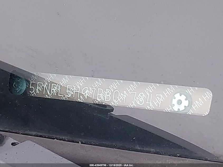 2011 Honda Odyssey Touring/Touring Elite VIN: 5FNRL5H97BB017347 Lot: 43949796