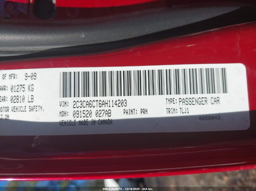 2010 Chrysler 300C Hemi VIN: 2C3CA6CT6AH114203 Lot: 43949970