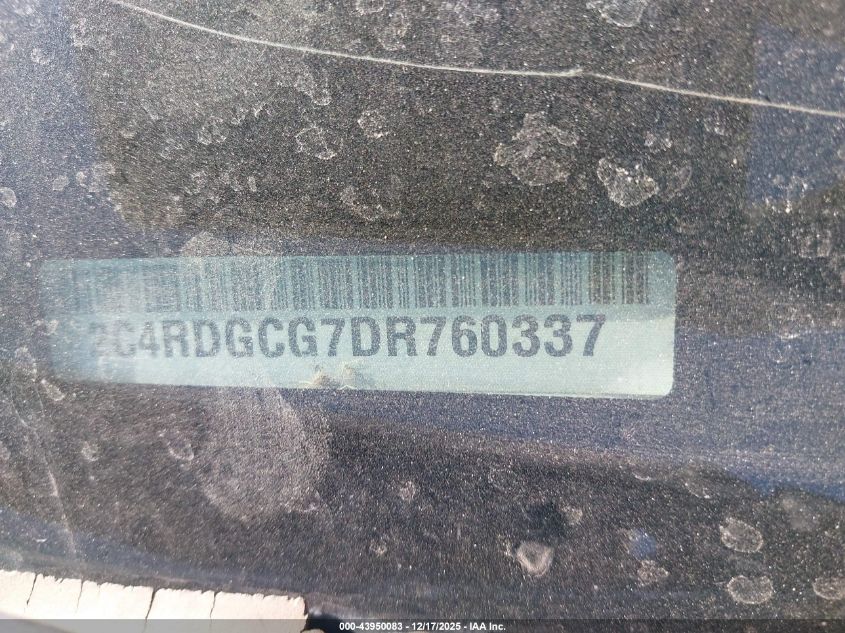 2013 Dodge Grand Caravan Sxt VIN: 2C4RDGCG7DR760337 Lot: 43950083