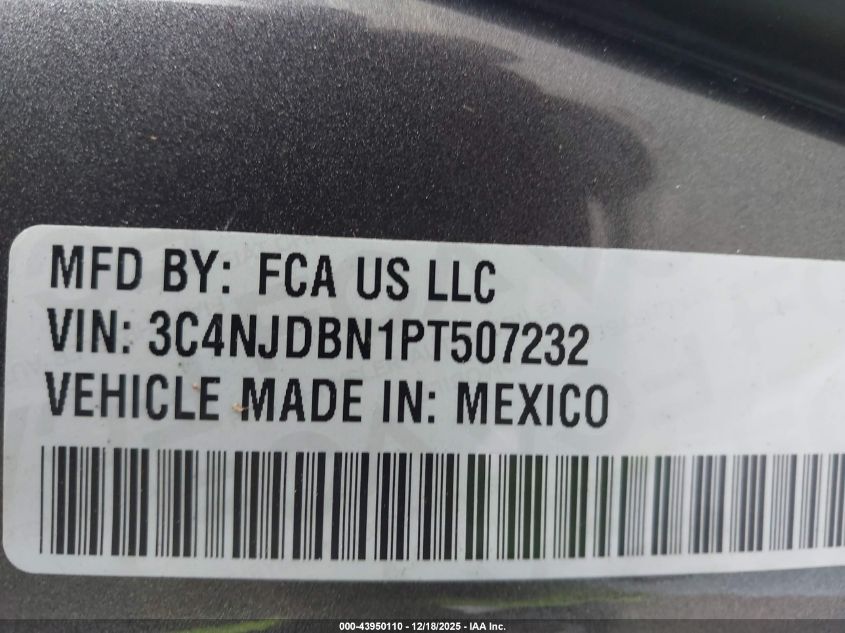2023 Jeep Compass Altitude 4X4 VIN: 3C4NJDBN1PT507232 Lot: 43950110