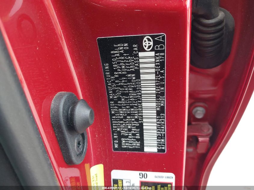 2018 Toyota Corolla Le VIN: 5YFBURHEXJP853000 Lot: 43950112