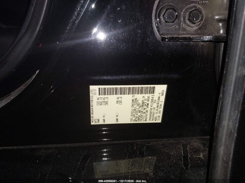 2017 Nissan Maxima 3.5 Platinum VIN: 1N4AA6AP2HC419841 Lot: 43950281