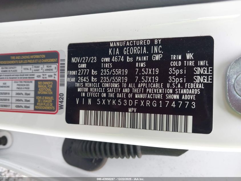 2024 Kia Sportage Sx-Prestige VIN: 5XYK53DFXRG174773 Lot: 43950287