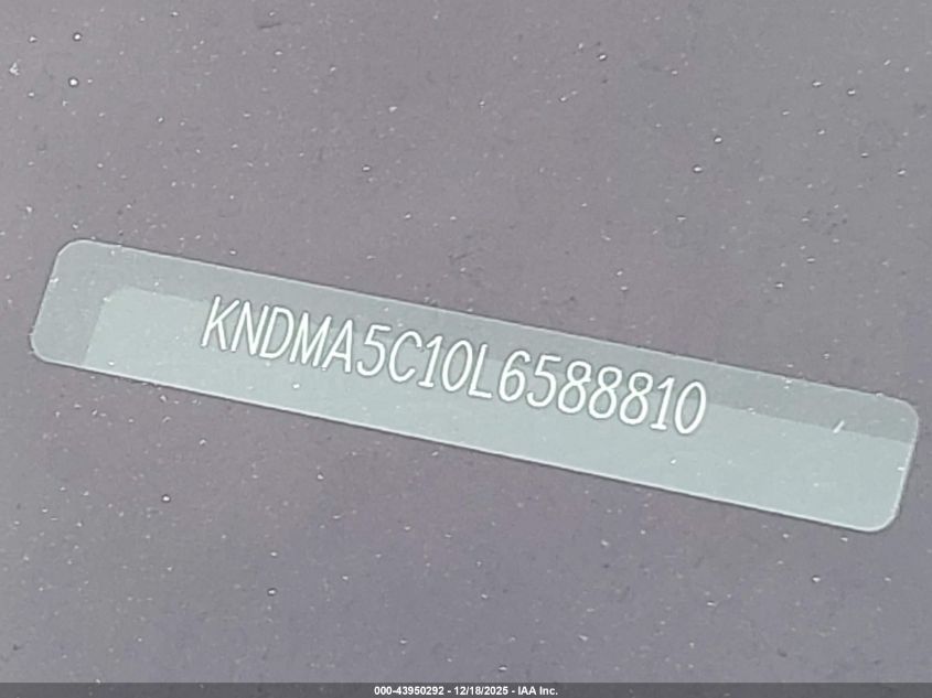2020 Kia Sedona L VIN: KNDMA5C10L6588810 Lot: 43950292