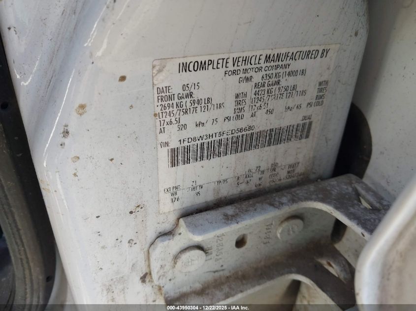 2015 Ford F-350 Chassis Xlt VIN: 1FD8W3HT5FED56680 Lot: 43950304