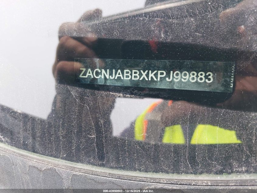 2019 Jeep Renegade Latitude Fwd VIN: ZACNJABBXKPJ99883 Lot: 43950503