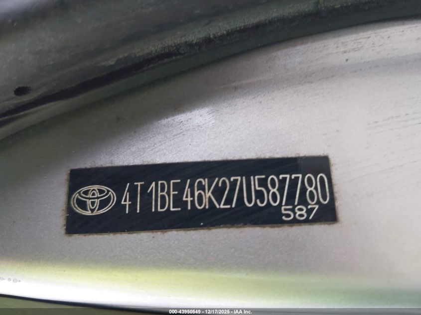 2007 Toyota Camry Le VIN: 4T1BE46K27U587780 Lot: 43950549