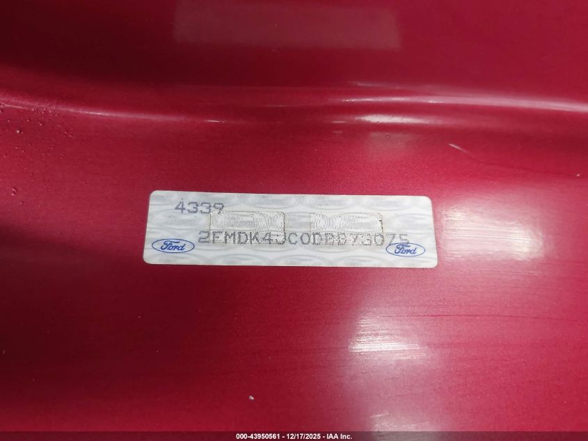 2013 Ford Edge Sel VIN: 2FMDK4JC0DBB73075 Lot: 43950561
