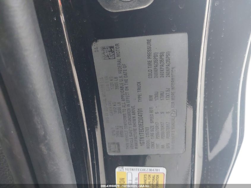 2014 GMC Sierra 1500 VIN: 1GTN1TEC0EZ304701 Lot: 43950579