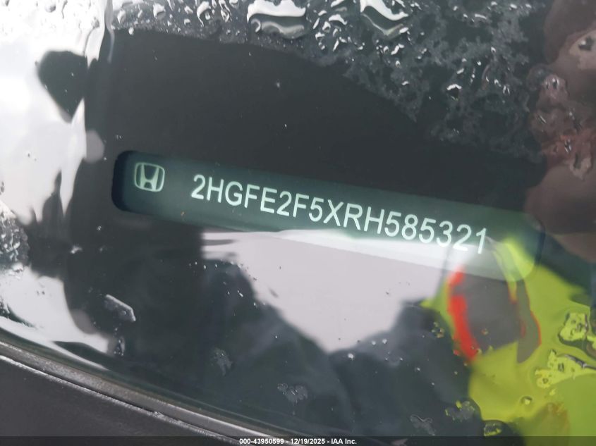 2024 Honda Civic Sport VIN: 2HGFE2F5XRH585321 Lot: 43950599