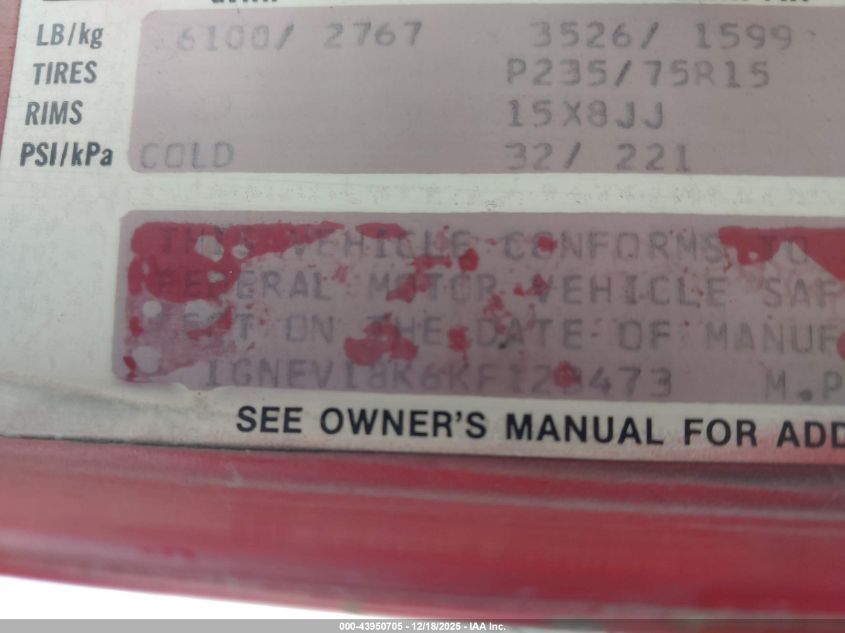 1989 Chevrolet Blazer V10 VIN: 1GNEV18K6KF123473 Lot: 43950705