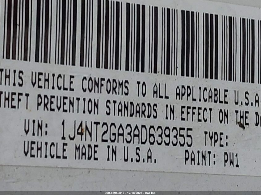 2010 Jeep Patriot Sport VIN: 1J4NT2GA3AD639355 Lot: 43950813