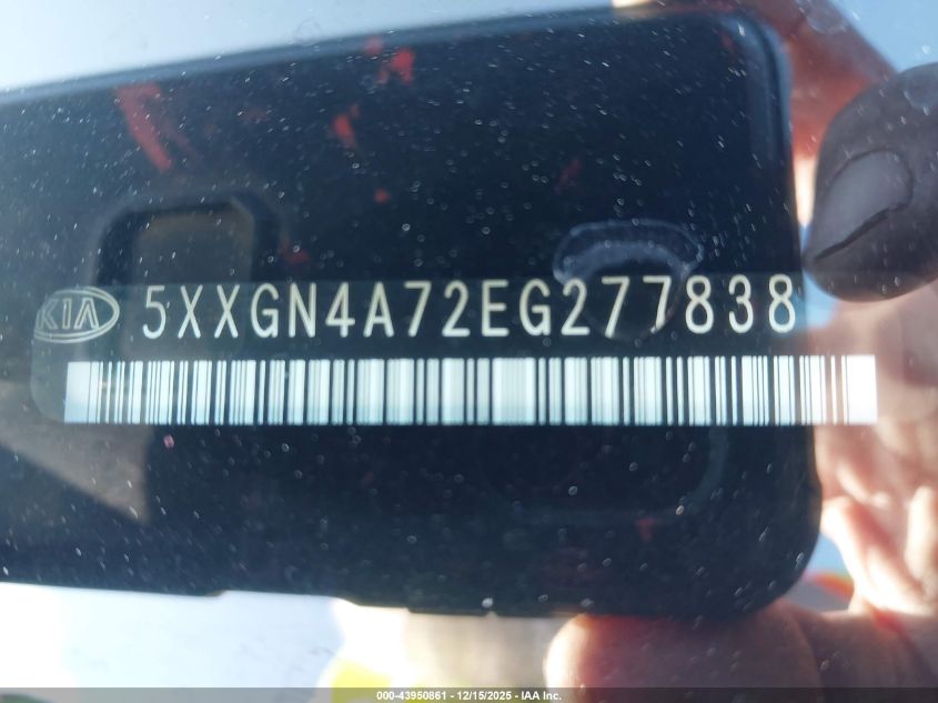 2014 Kia Optima Ex VIN: 5XXGN4A72EG277838 Lot: 43950861
