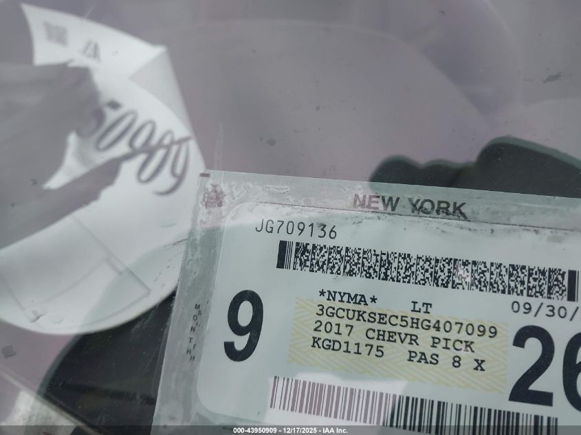 2017 Chevrolet Silverado 1500 2Lz VIN: 3GCUKSEC5HG407099 Lot: 43950909