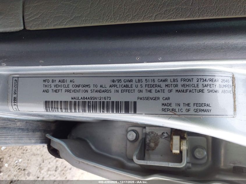 1995 Audi S6 VIN: WAULA84A9SN121673 Lot: 43950926
