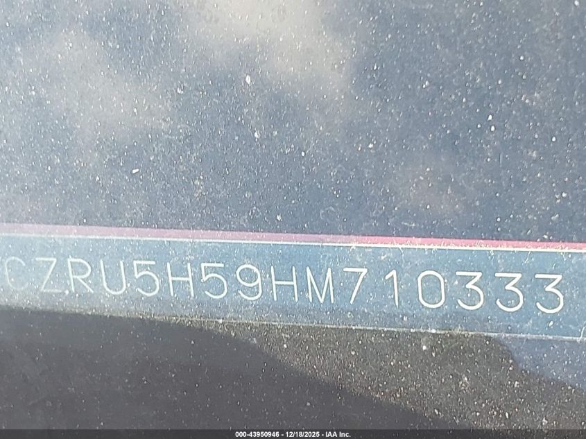 2017 Honda Hr-V Ex VIN: 3CZRU5H59HM710333 Lot: 43950946