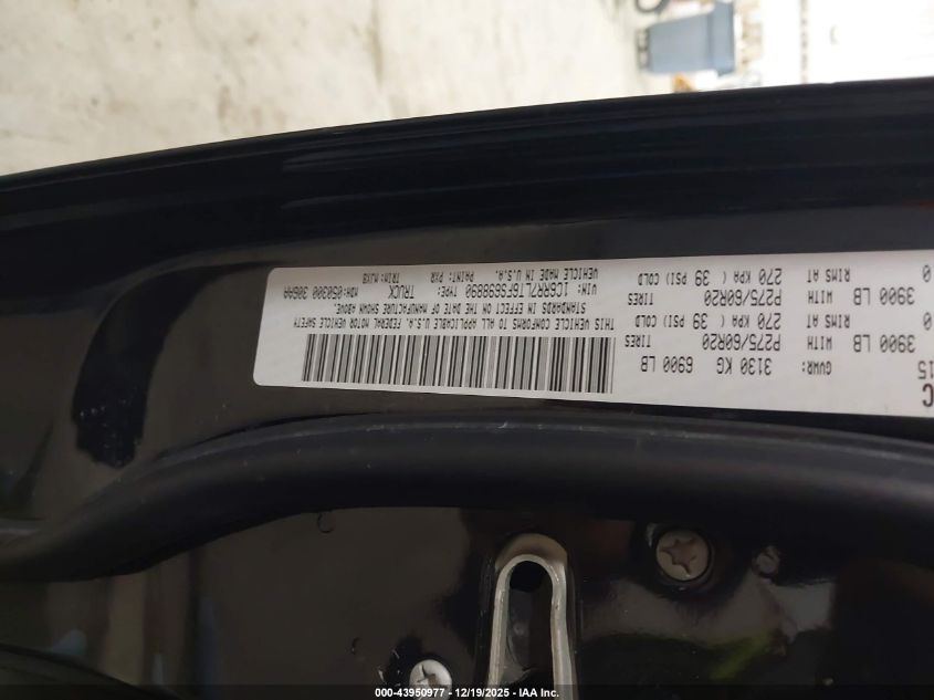 2015 Ram 1500 Big Horn VIN: 1C6RR7LT6FS698890 Lot: 43950977