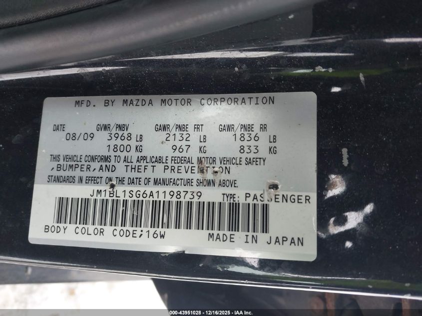 2010 Mazda Mazda3 I Touring VIN: JM1BL1SG6A1198739 Lot: 43951028