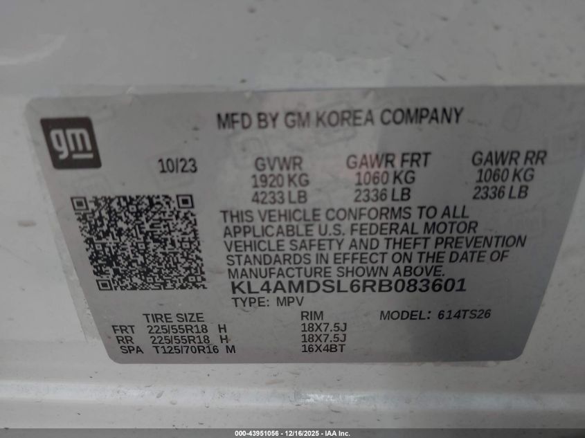 2024 Buick Encore Gx Sport Touring Fwd VIN: KL4AMDSL6RB083601 Lot: 43951056