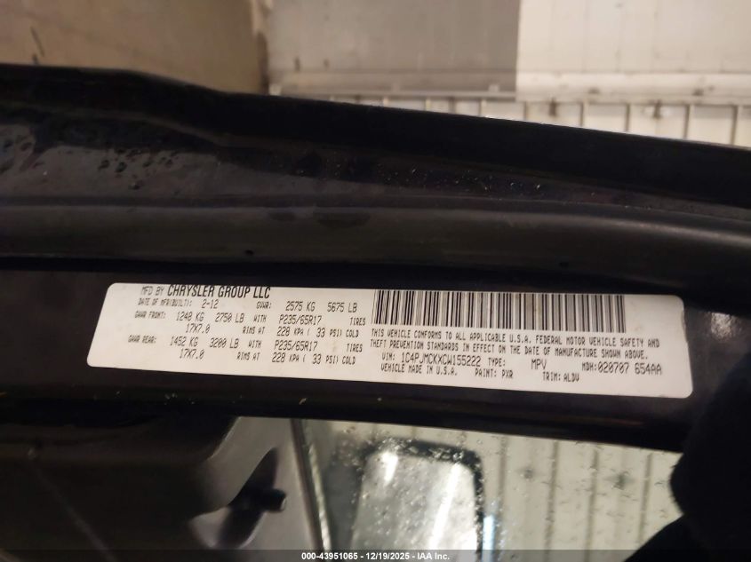 2012 Jeep Liberty Limited Edition VIN: 1C4PJMCKXCW155222 Lot: 43951065