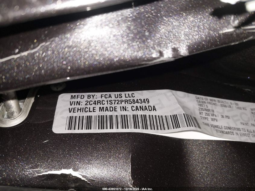 2023 Chrysler Pacifica Hybrid Limited VIN: 2C4RC1S72PR584349 Lot: 43951072