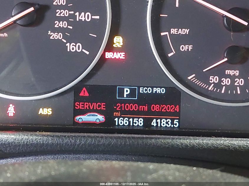 2014 BMW 320I VIN: WBA3B1C59EPV79943 Lot: 43951105