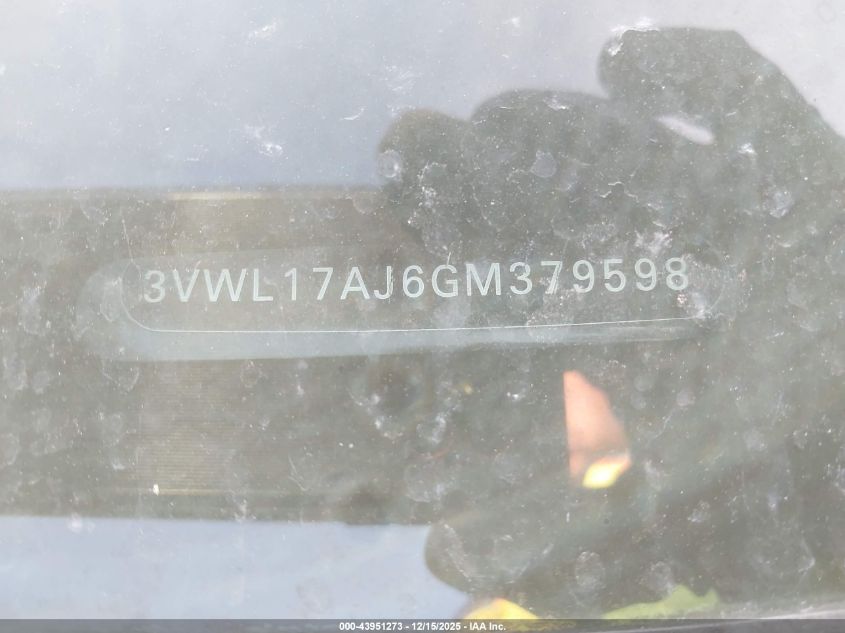 2016 Volkswagen Jetta 1.8T Sel VIN: 3VWL17AJ6GM379598 Lot: 43951273