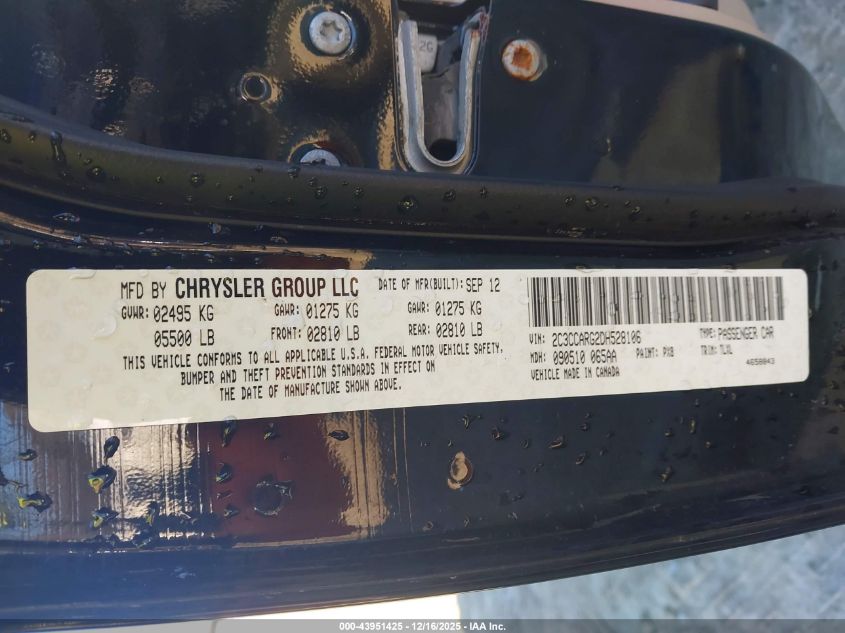 2013 Chrysler 300 Motown VIN: 2C3CCARG2DH528106 Lot: 43951425