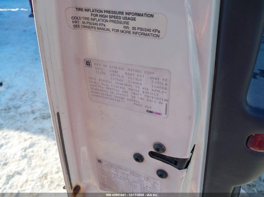 1995 Cadillac Deville VIN: 1G6KD52B0SU248451 Lot: 43951441