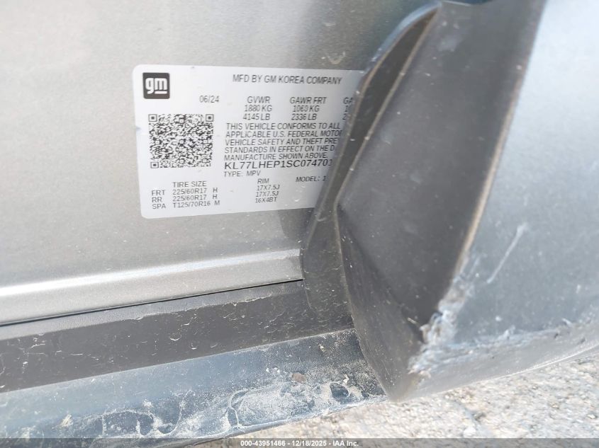 2025 Chevrolet Trax Fwd Lt VIN: KL77LHEP1SC074701 Lot: 43951466