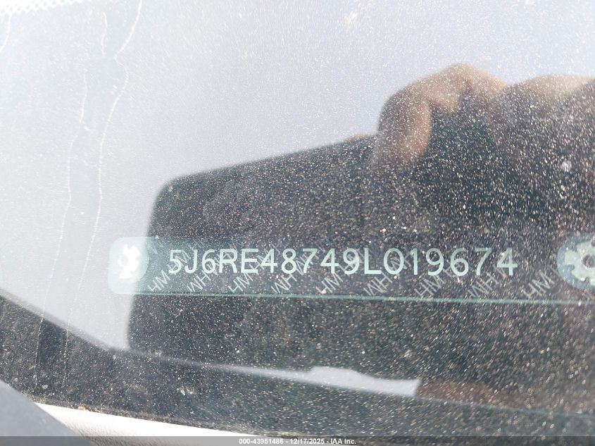 2009 Honda Cr-V Ex-L VIN: 5J6RE48749L019674 Lot: 43951486