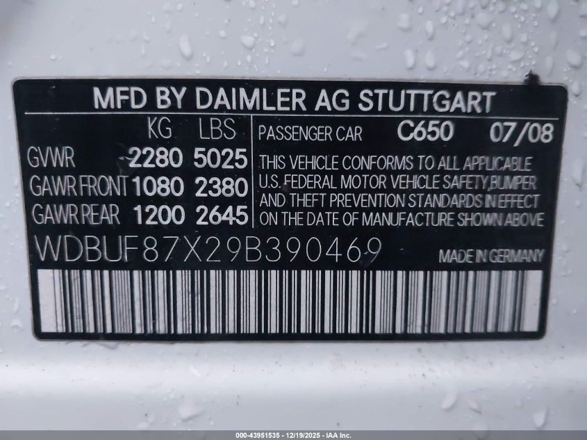 2009 Mercedes-Benz E 350 4Matic VIN: WDBUF87X29B390469 Lot: 43951535