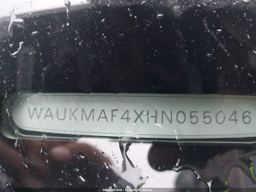 2017 Audi A4 2.0T Season Of Audi Ultra Premium VIN: WAUKMAF4XHN055046 Lot: 43951616