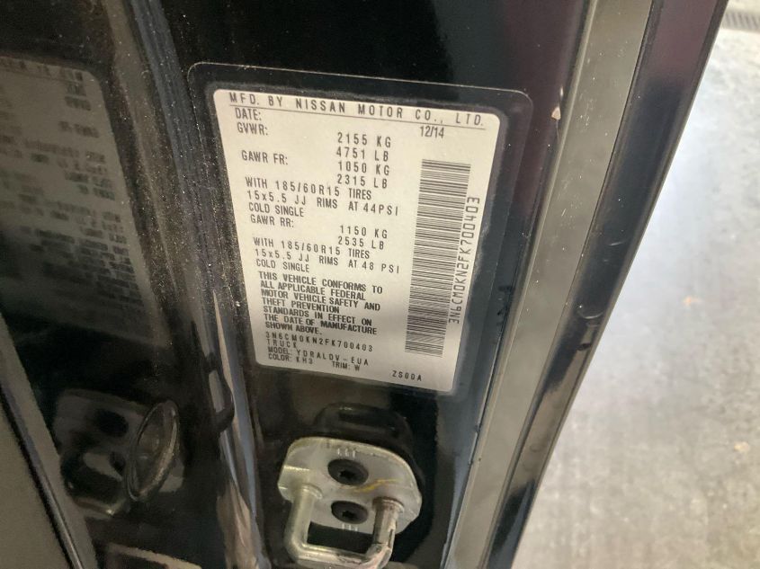 2015 Nissan Nv200 S VIN: 3N6CM0KN2FK700403 Lot: 43951630