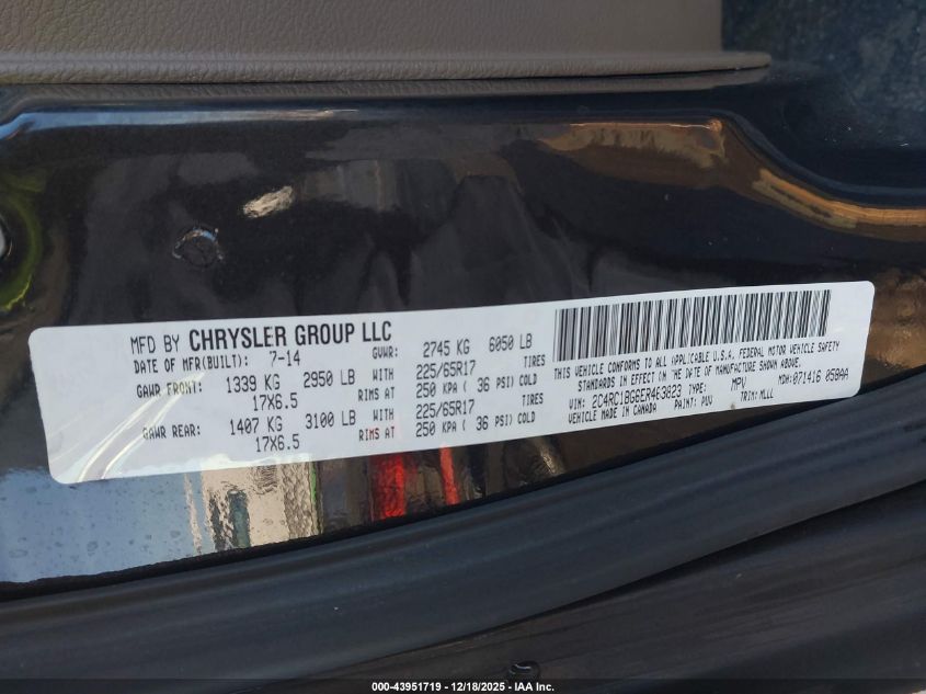 2014 Chrysler Town & Country Touring VIN: 2C4RC1BG6ER463823 Lot: 43951719