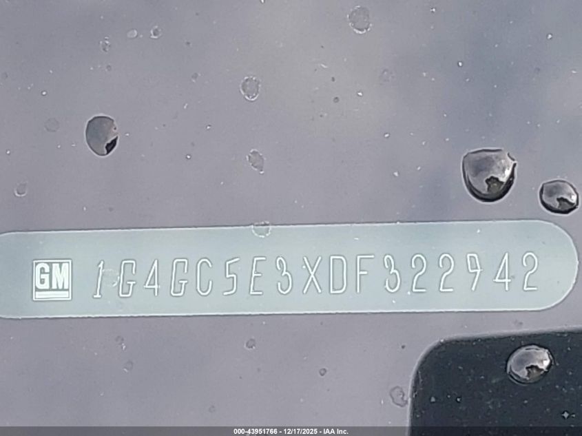 2013 Buick Lacrosse Leather Group VIN: 1G4GC5E3XDF322942 Lot: 43951766