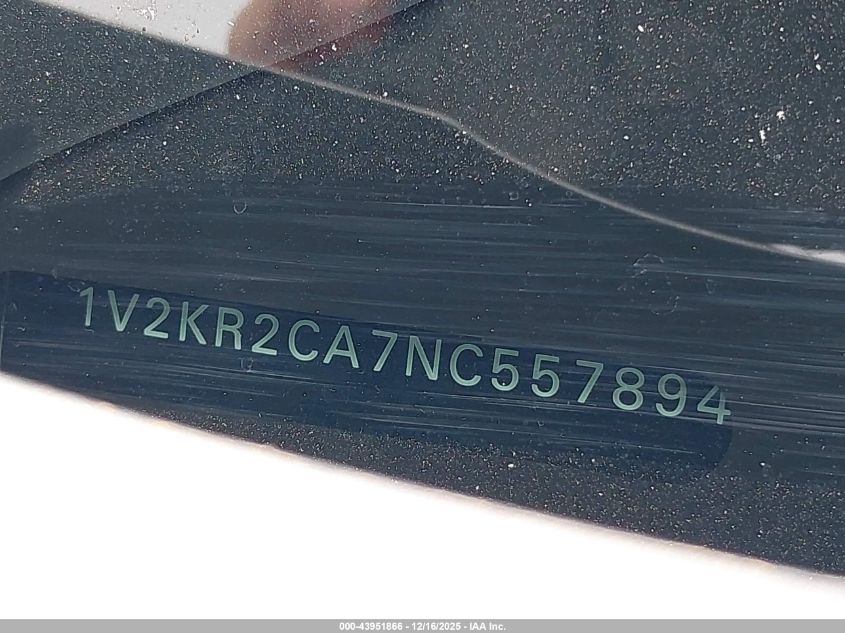 2022 Volkswagen Atlas 3.6L V6 Se W/Technology VIN: 1V2KR2CA7NC557894 Lot: 43951866