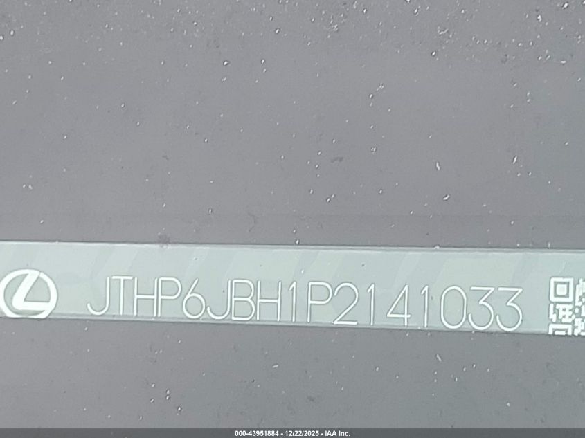 2023 Lexus Ux 250H Premium Fwd Premium VIN: JTHP6JBH1P2141033 Lot: 43951884