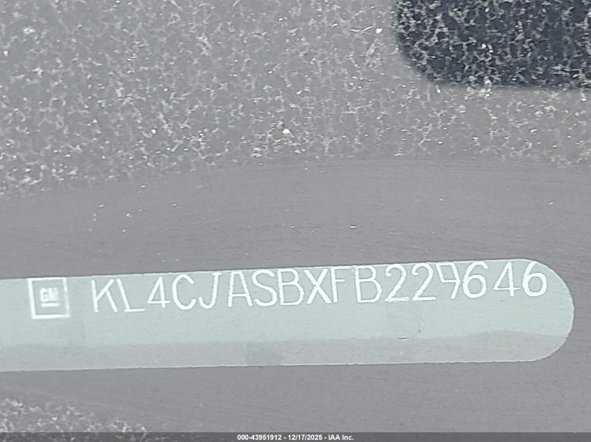 2015 Buick Encore VIN: KL4CJASBXFB229646 Lot: 43951912