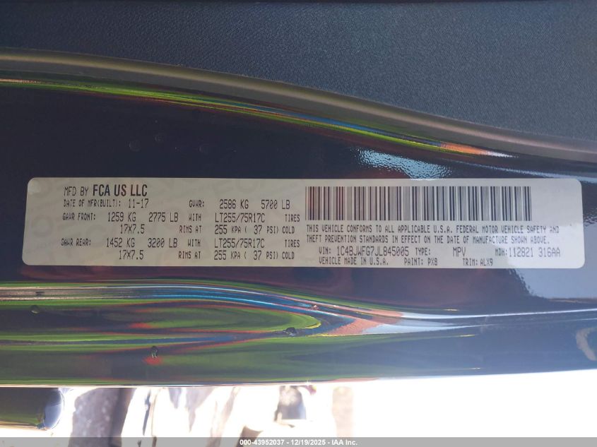 2018 Jeep Wrangler Jk Unlimited Rubicon 4X4 VIN: 1C4BJWFG7JL845005 Lot: 43952037