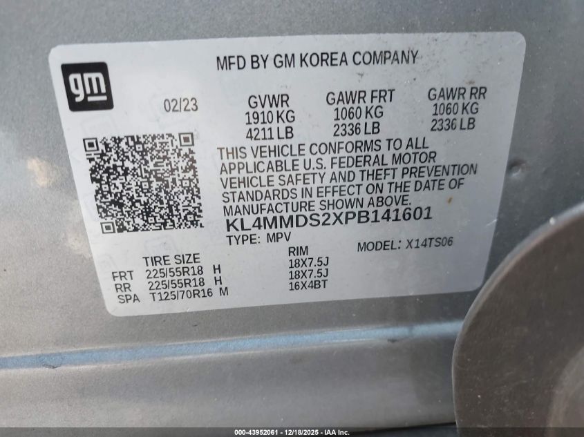 2023 Buick Encore Gx Select Fwd VIN: KL4MMDS2XPB141601 Lot: 43952061