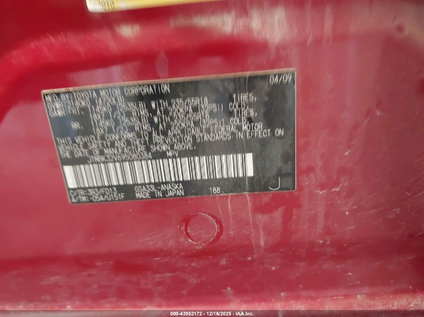 2009 Toyota Rav4 Sport V6 VIN: JTMBK32V695080384 Lot: 43952172