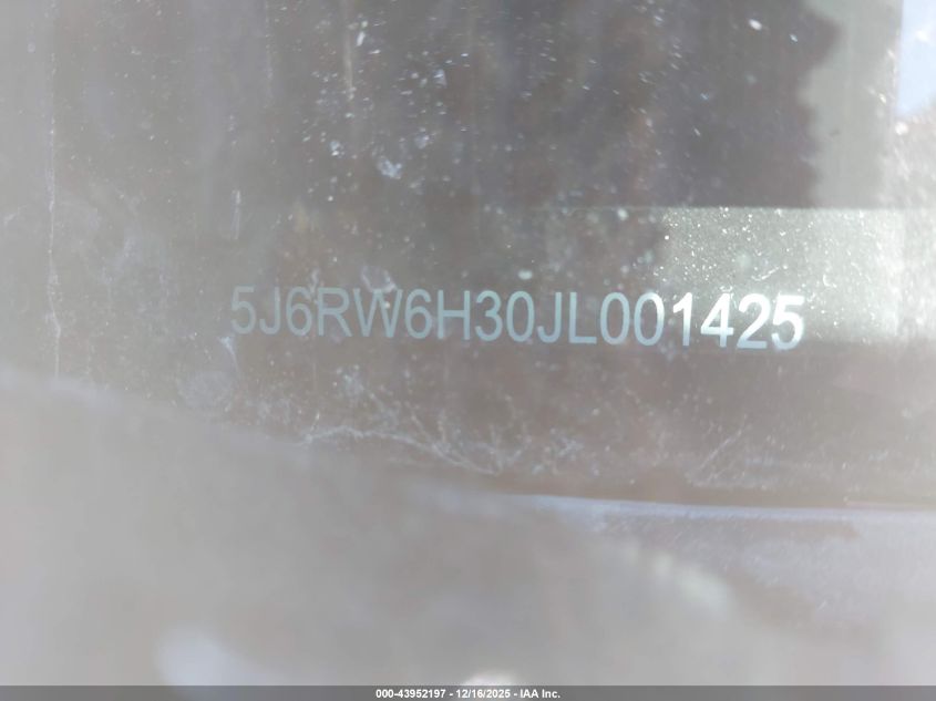 2018 Honda Cr-V Lx VIN: 5J6RW6H30JL001425 Lot: 43952197