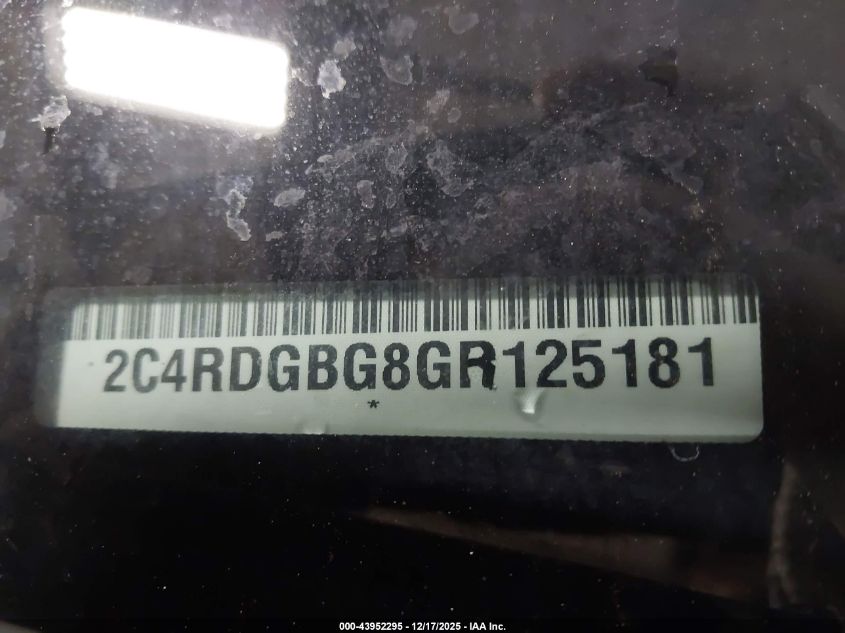 2016 Dodge Grand Caravan Se Plus VIN: 2C4RDGBG8GR125181 Lot: 43952295