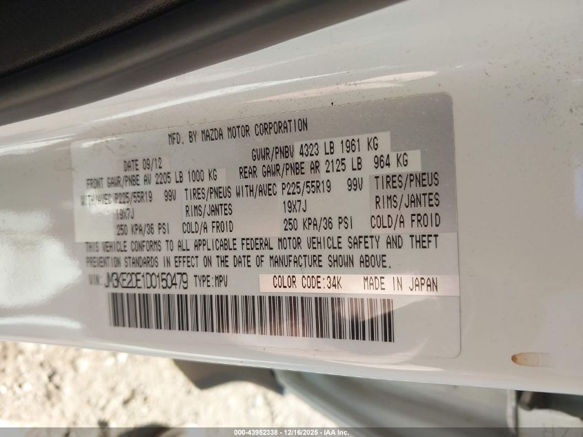 2013 Mazda Cx-5 Grand Touring VIN: JM3KE2DE1D0150479 Lot: 43952338