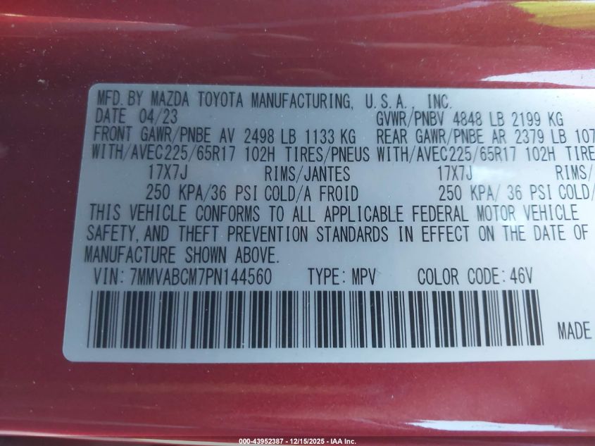 2023 Mazda Cx-50 2.5 S Preferred Plus VIN: 7MMVABCM7PN144560 Lot: 43952387