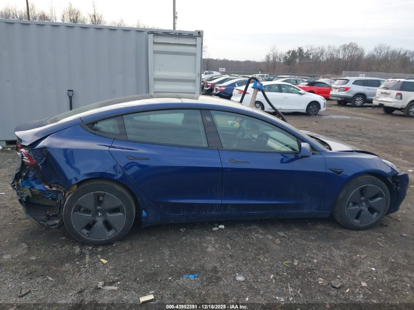 2021 Tesla Model 3 Standard Range Plus Rear-Wheel Drive VIN: 5YJ3E1EAXMF991155 Lot: 43952391