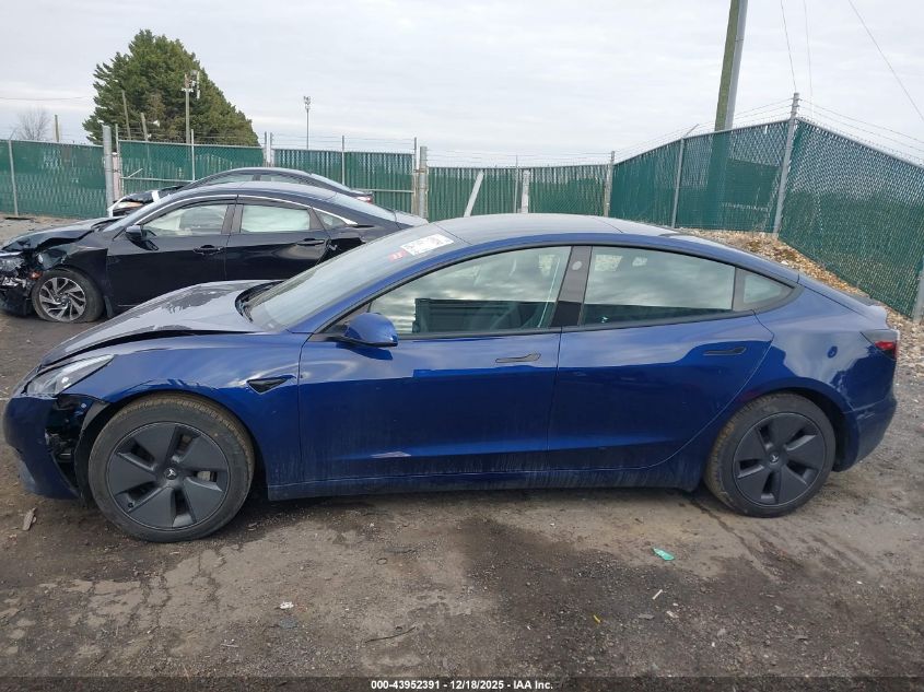 2021 Tesla Model 3 Standard Range Plus Rear-Wheel Drive VIN: 5YJ3E1EAXMF991155 Lot: 43952391